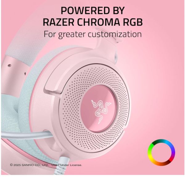 Razer Kraken V4 X Wired Gaming Headset: 40 mm Drivers - Cardioid Mic - Memory Foam Cushions - Chroma RGB Lighting - Type C & Type A Cable - for PC, Mac, PS5, Nintendo Switch 2 - My Melody Edition