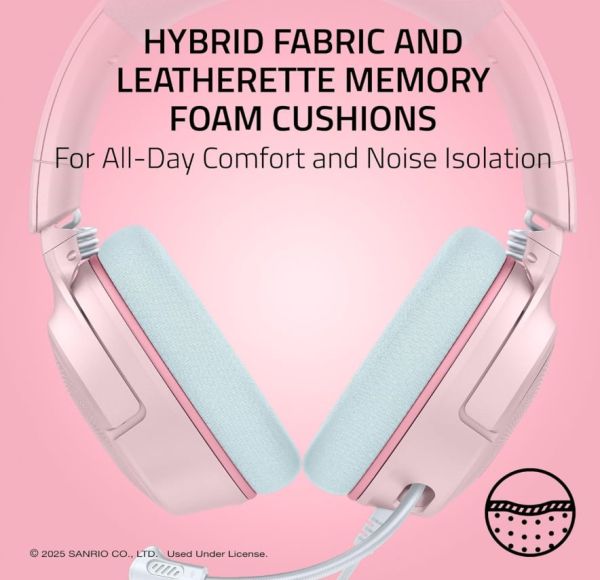 Razer Kraken V4 X Wired Gaming Headset: 40 mm Drivers - Cardioid Mic - Memory Foam Cushions - Chroma RGB Lighting - Type C & Type A Cable - for PC, Mac, PS5, Nintendo Switch 2 - My Melody Edition