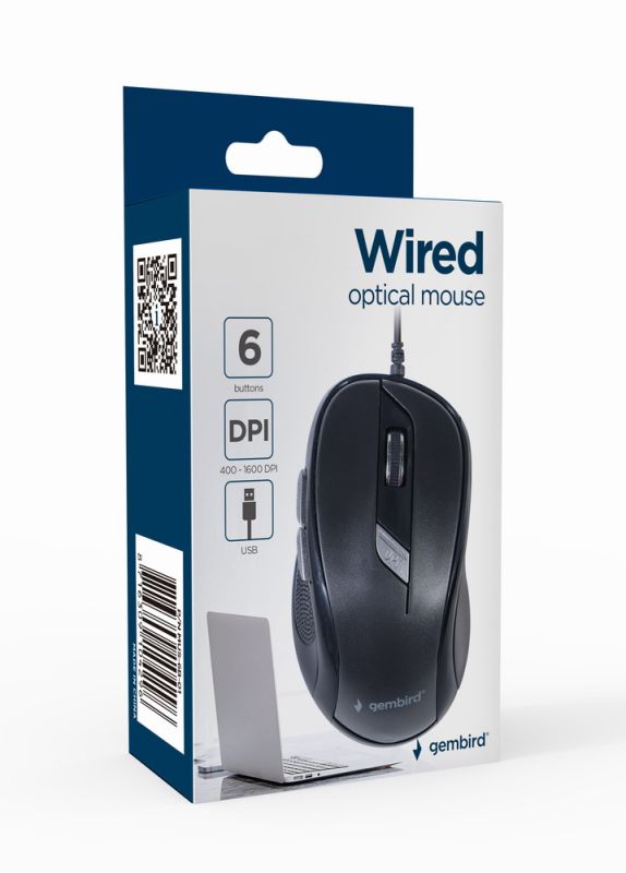 Mouse: Gembird MUS-6B-01 Wired optical mouse Black