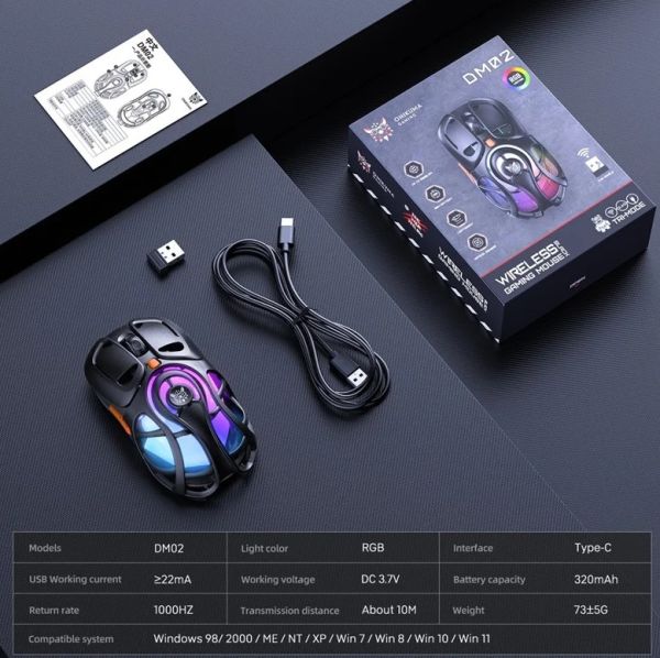 Onikuma DM02 Tri-Mode Gaming Mouse Black