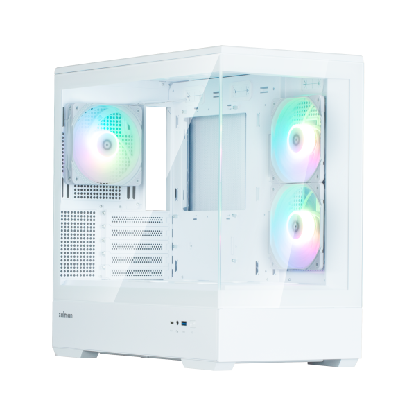 Zalman Computer case P30 White V2, without PSU, 1xUSB3.0, 1хUSB Type-C, 3x120mm ARGB, TG Front/Side Panel, mATX, White
