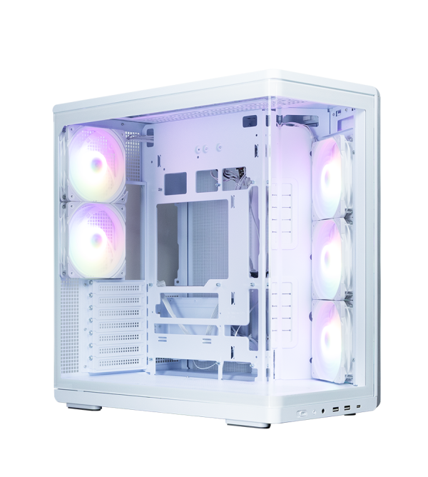 Zalman PC case P60 without PSU, 2xUSB3.0, 1x Type C, 3x120мм ARGB Reverse, 2x120мм ARGB, VGA 435мм, LCS ready, Curved Tempered Glass, Dual Chamber, ATX, white