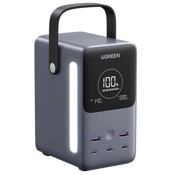Portable Charger UGREEN PB770 (25286), 48000mAh 300W, USB-A, Type-C, Power Bank With Smart Digital Display, Gray