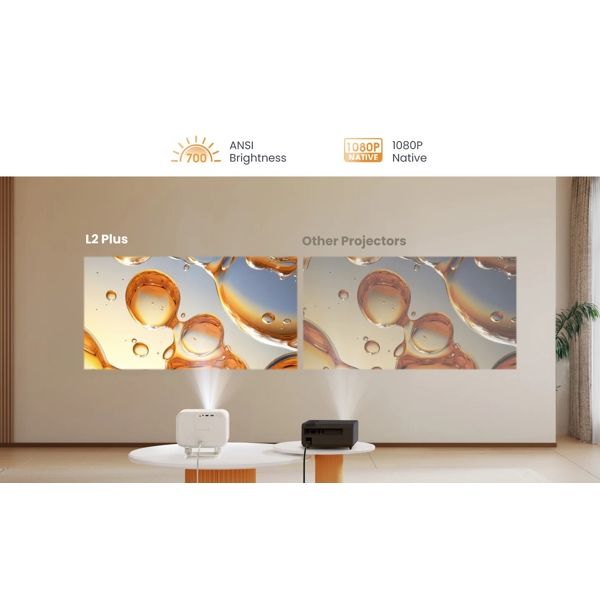 Yaber L2 Plus Home Cinema, LCD Projector, FHD 1920x1080, 700lm, JBL Speakers, White