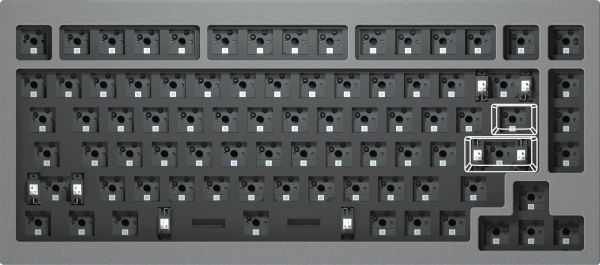 Keyboard mechanical Keychron Q1 75Key, Gateron Phantom Blue, Hot-Swap, QMK, Knob, USB-A, EN, RGB, Сірий