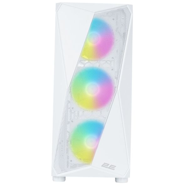 2E GAMING PC case Aruba G3313W, without PSU, 1xUSB3.0, 2xUSB2.0, 5x120mm ARGB, VGA 330mm, LCS ready, HUB, TG Side Panel, ATX, white