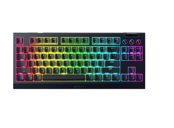 Razer Keyboard mechanical BlackWidow V4 TKL HyperSpeed, 87key, Orange Switch Gen-3, USB-A/WL/BT, EN, RGB, black
