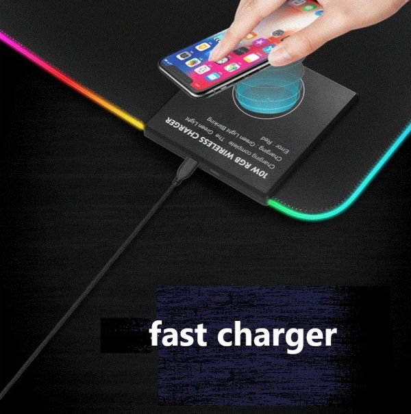 RGB Mouse Pad With Wireless Charger For Phones
