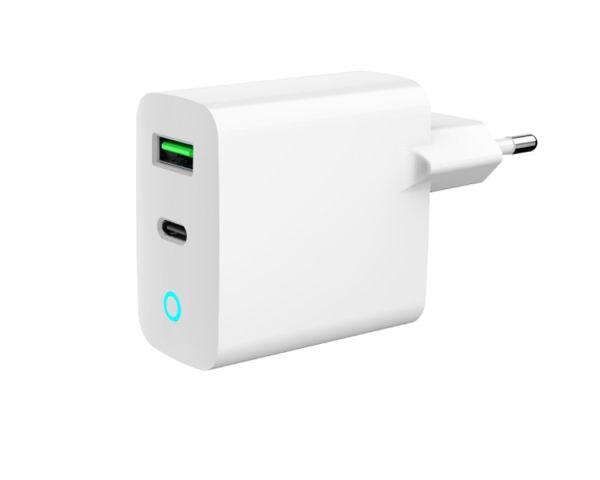 Charger: Gembird TA-UC-PDQC20L-W-01 2-port 20W USB Fast Charger LED White