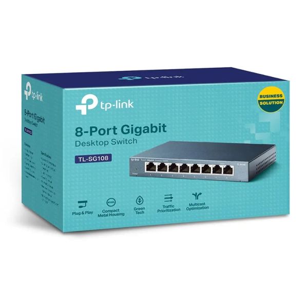 TP-Link, TL-SG108, 8-Port Gigabit 10/100/1000Mbps Desktop Switch