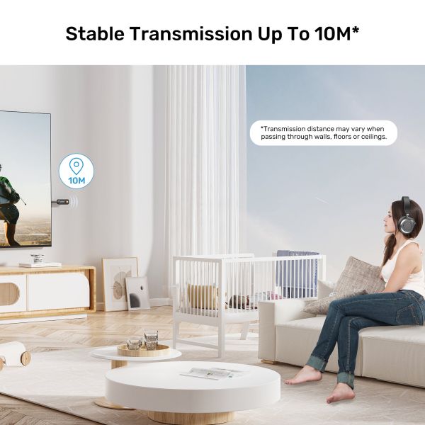 B1111A01, UNITEK, Bluetooth Adapter, 2-in-1 Bluetooth 5.3 Transmitter/Receiver, up to 10 m, latency 40ms, charge up to 10