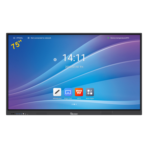Interactive screen, smart screen Allscreen DW75HTV100 V2 T Series, 75”, Android 14, RAM 8GB, 128GB, Smart Board, Black