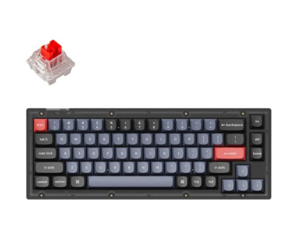 Mechanical keyboard Keychron V2 84 keys, K Red, Hot-Swap, WL/BT/USB-A, RGB, black