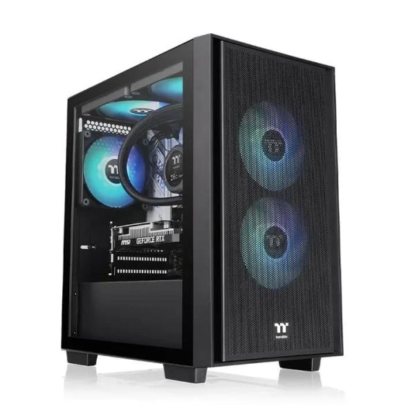 Versa H16 TG ARGB, THERMALTAKE, CASE, Black, mATX, 3x120mm ARGB Fans, AIO 280mm, air 175mm, GPU 330mm, 2x3.5”, USB 3.0x2, US