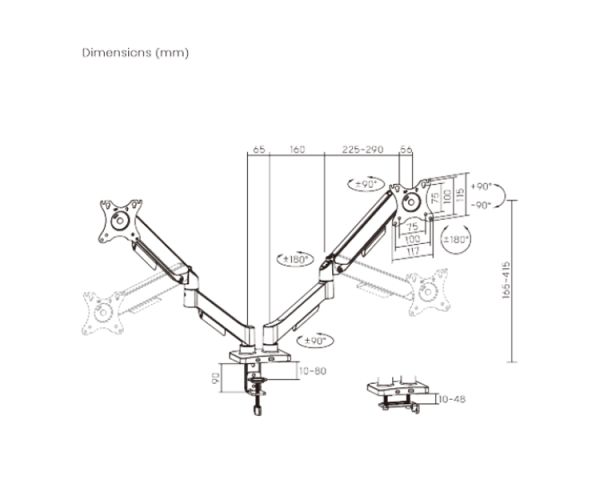 Monitor arm: Vertex VX-2MA-24EB Mechanical Spring Monitor Arm 17"-32"