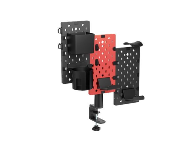 Gaming Rack: Vertex VX-GPB-02R VX-3PB-03B 3-Piece Desk Mounted Rotating Pegboard Black/Red