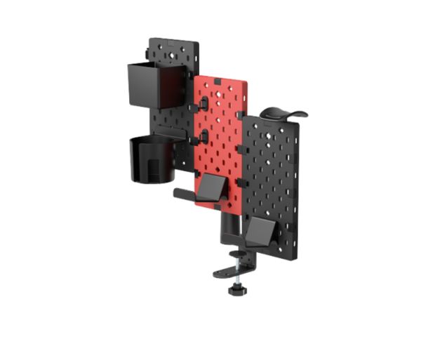 Gaming Rack: Vertex VX-GPB-02R VX-3PB-03B 3-Piece Desk Mounted Rotating Pegboard Black/Red