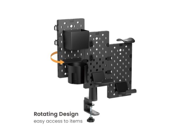 Gaming Rack: Vertex VX-GPB-02R VX-3PB-03B 3-Piece Desk Mounted Rotating Pegboard Black/Red