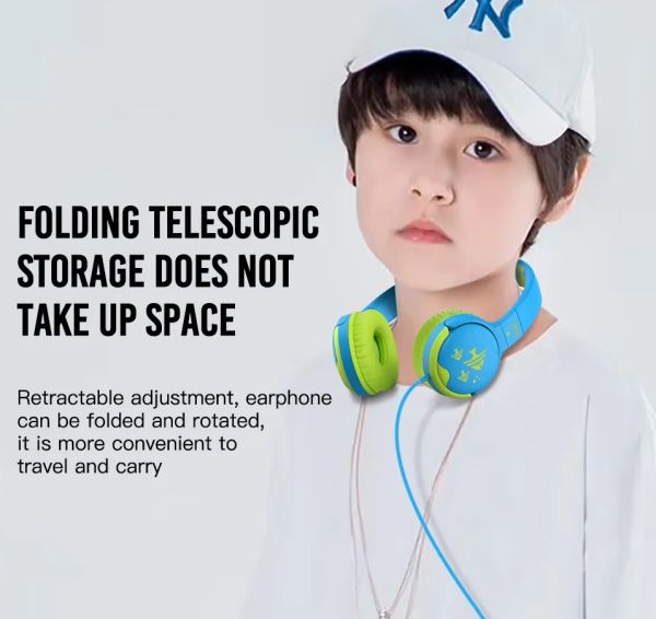 XO EP47  Kids Study Wired Headphone blue-green